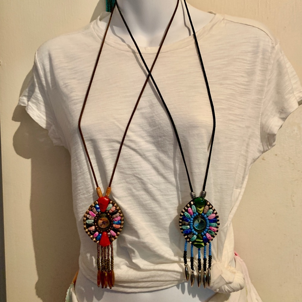 Handmade Colorful Boho Long Bead Dangle Necklaces